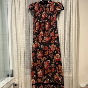 Sea New York Black and Red Floral Maxi Dress